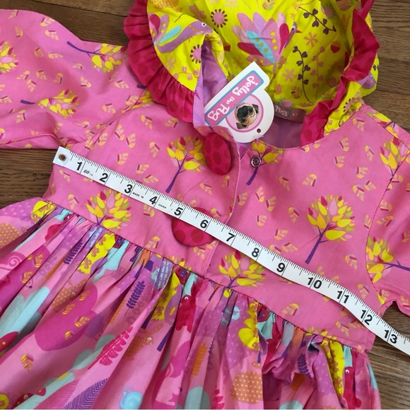 4t NWT Jelly the Pug Girls Dress Candy Forrest Hanna pink yellow hood - Picture 7 of 8
